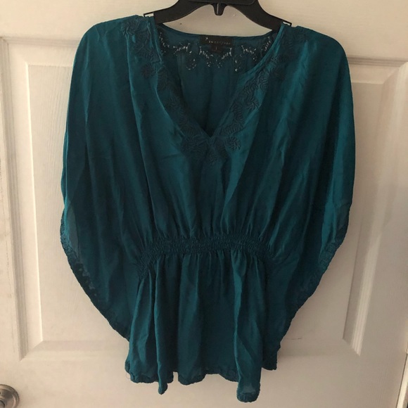 twentyone Tops - Dark Teal Kimono Draped Blouse